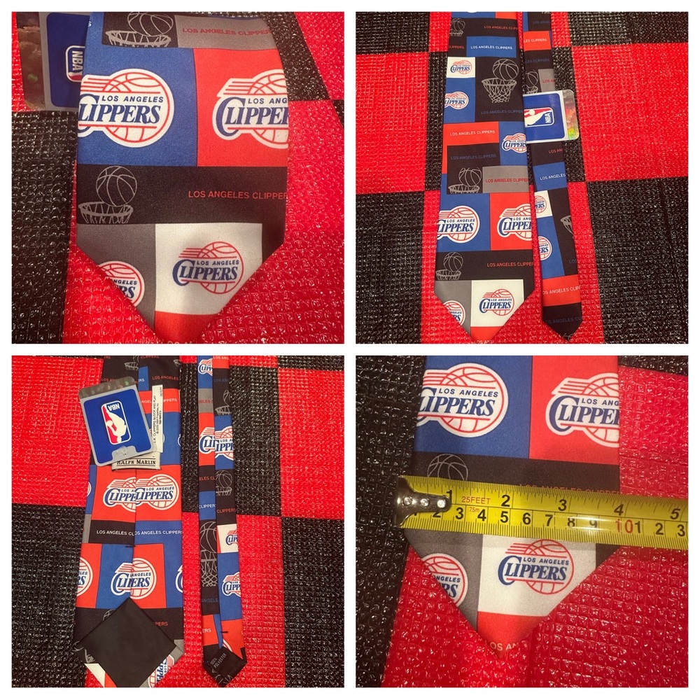 NWT NBA Los Angeles CLIPPERS tie 
By Ralph Marlin
100% Polyester 
Width: 4 in